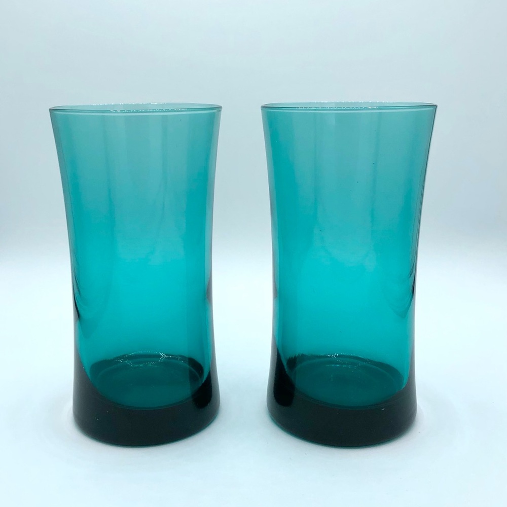 Set of two turquoise glass